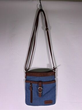 MultiSac Nylon Lightweight Crossbody Purse Blue Brown Organizer Bag